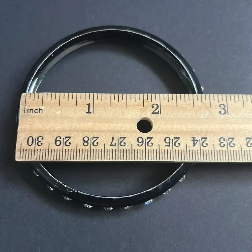 Women’s vintage 90’s retro black crystal bangle‎ bracelet one size